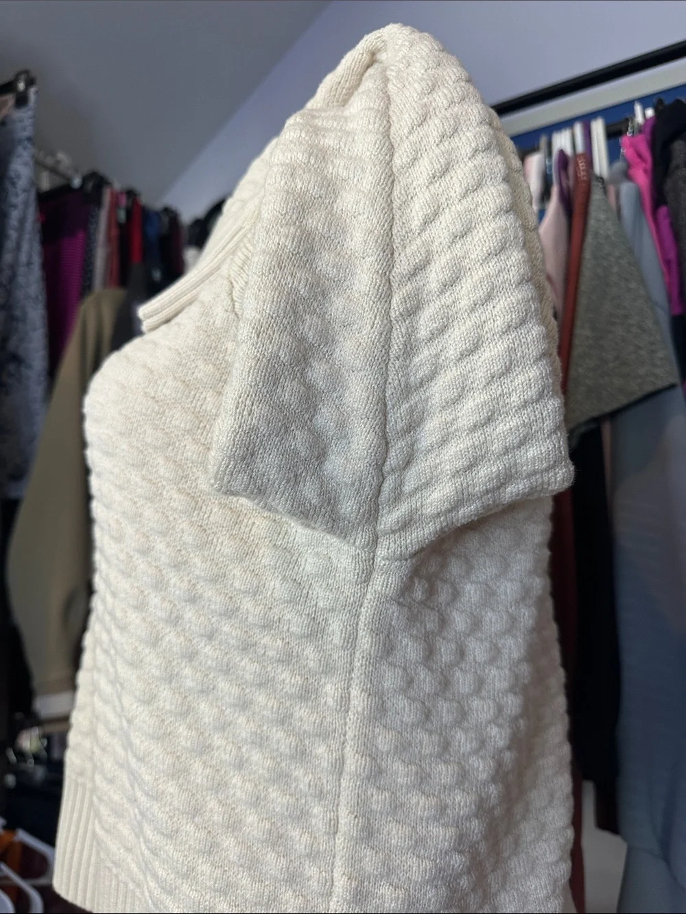 lululemon athletica Cashemere Blend Cream Textured Crewneck Sweater